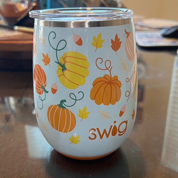 Swig Festive Pumpkin Mug - White, Orange, and Yellow - Picture 1 of 7